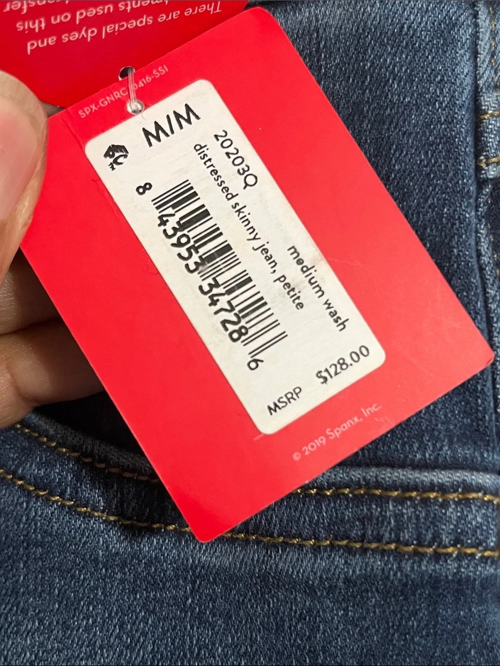 SPANX Dark Wash Distressed Pull-On Jeggings